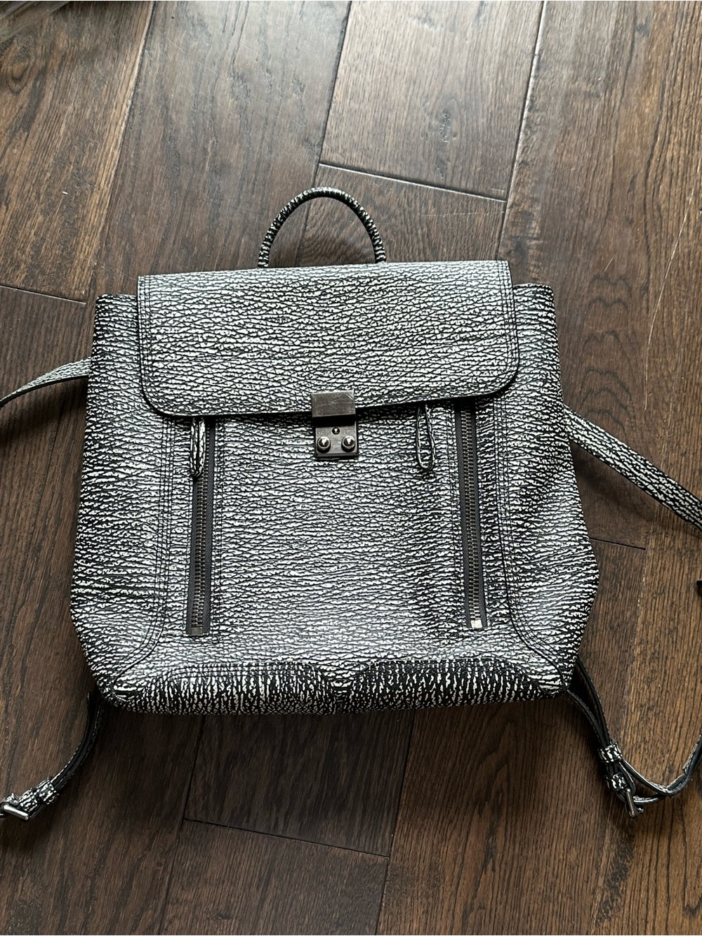 3.1 Phillip Lim Pashli Satchel Backpack Leather Black Silver Hardware